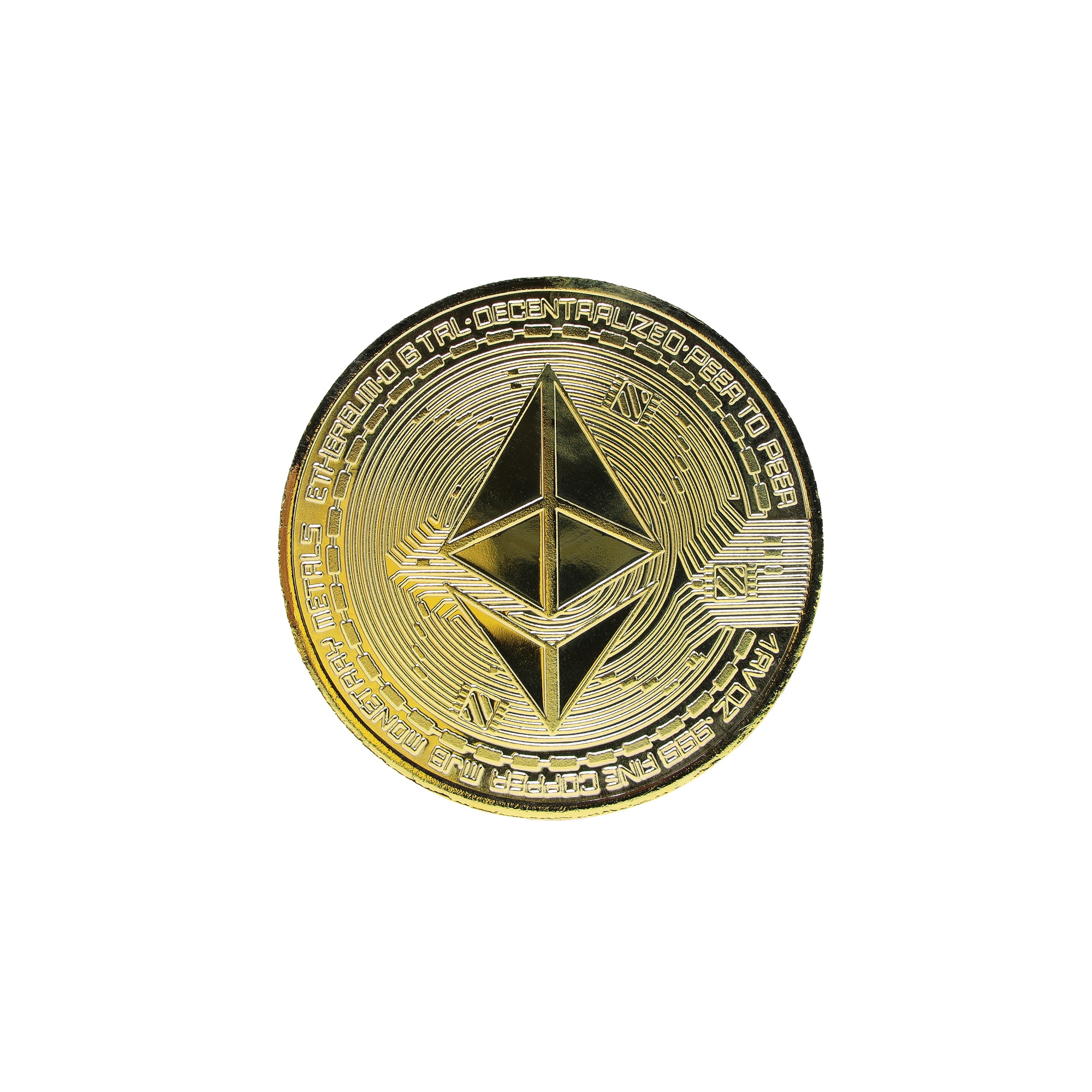Ethereum cryptocurrency white background